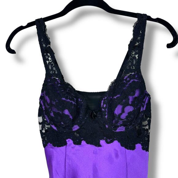 Victoria's Secret 2000's VTG Purple Lace Satin Lingerie Slip Lingerie Dress XS - Picture 2 of 6